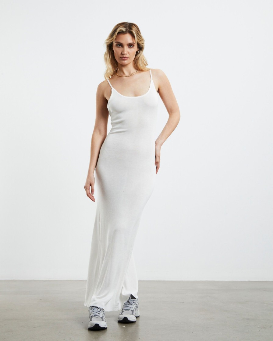 Online SNDYS April Rib Maxi Dress White