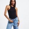 New NOBODY DENIM Luxe Rib Tank Top Black