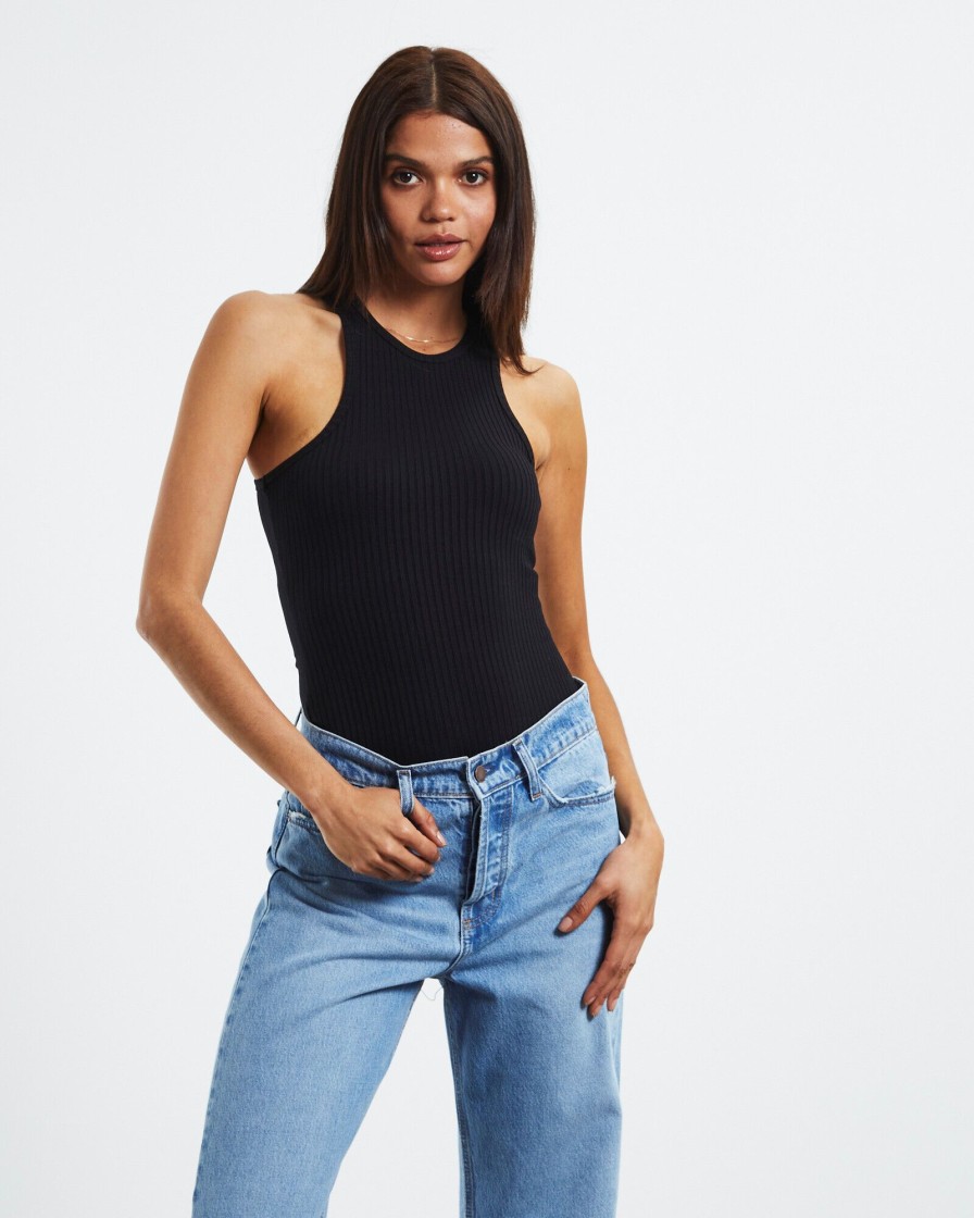 New NOBODY DENIM Luxe Rib Tank Top Black