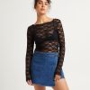 Hot ALICE IN THE EVE Leah Sheer Long Sleeve Lace Top