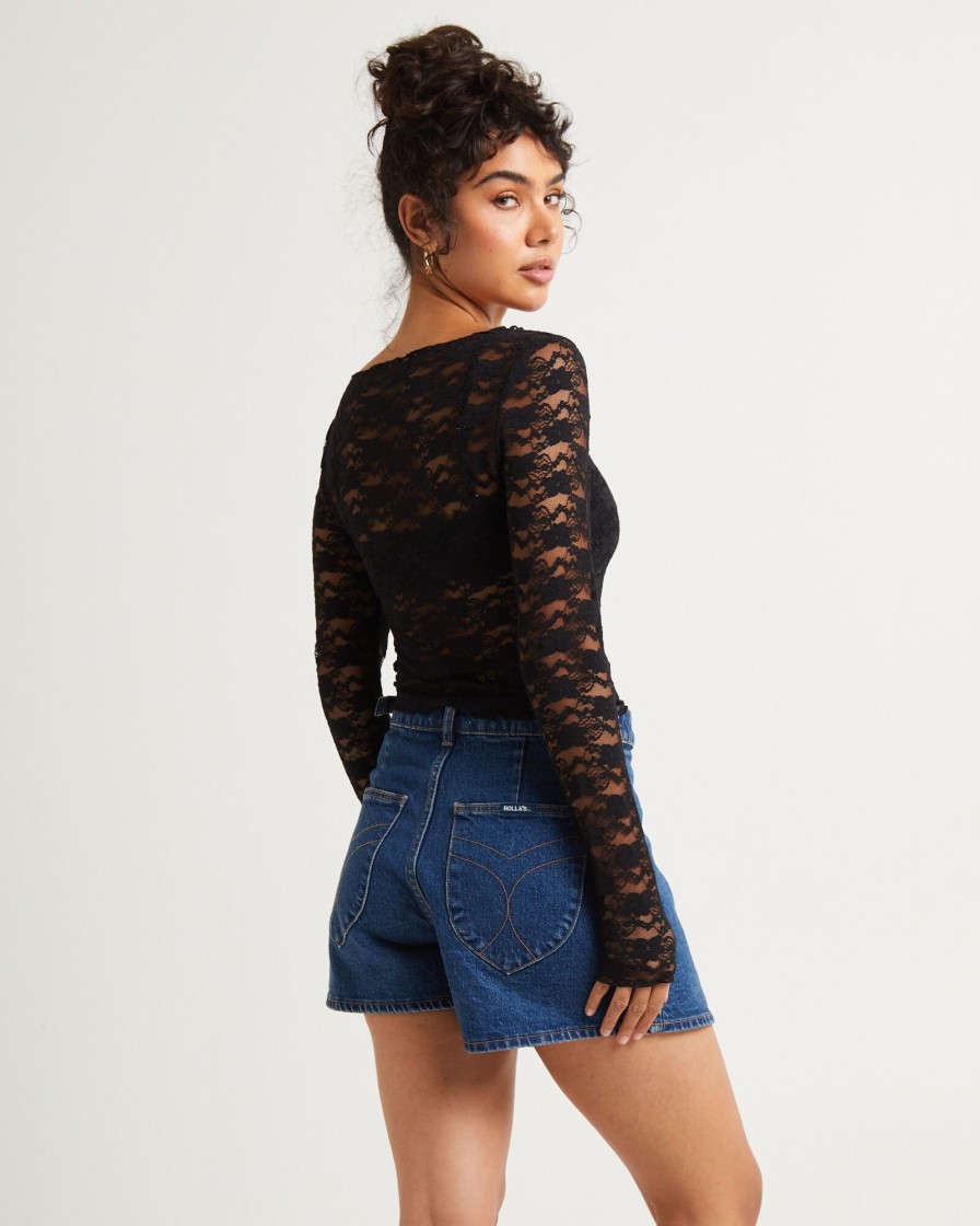 Hot ALICE IN THE EVE Leah Sheer Long Sleeve Lace Top