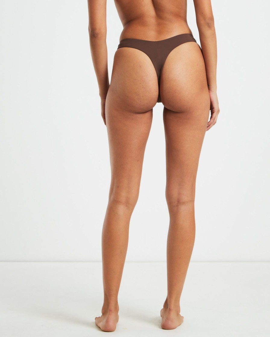 Hot SUBTITLED Thong Bikini Bottoms In Coffee Brown