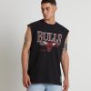 Clearance MITCHELL & NESS Underscore Bulls Muscle Tee In Faded Black