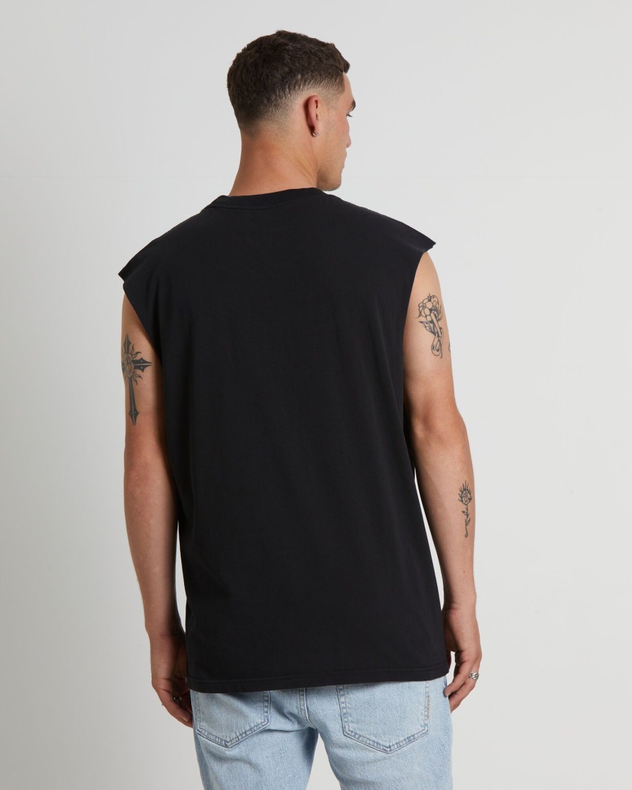 Clearance MITCHELL & NESS Underscore Bulls Muscle Tee In Faded Black